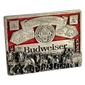 Budweiser Belt Buckle Shires King of Beers 3D Clydesdale Horses Wagon Bud Logo